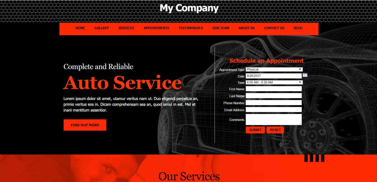 Auto Repair Website Design Template